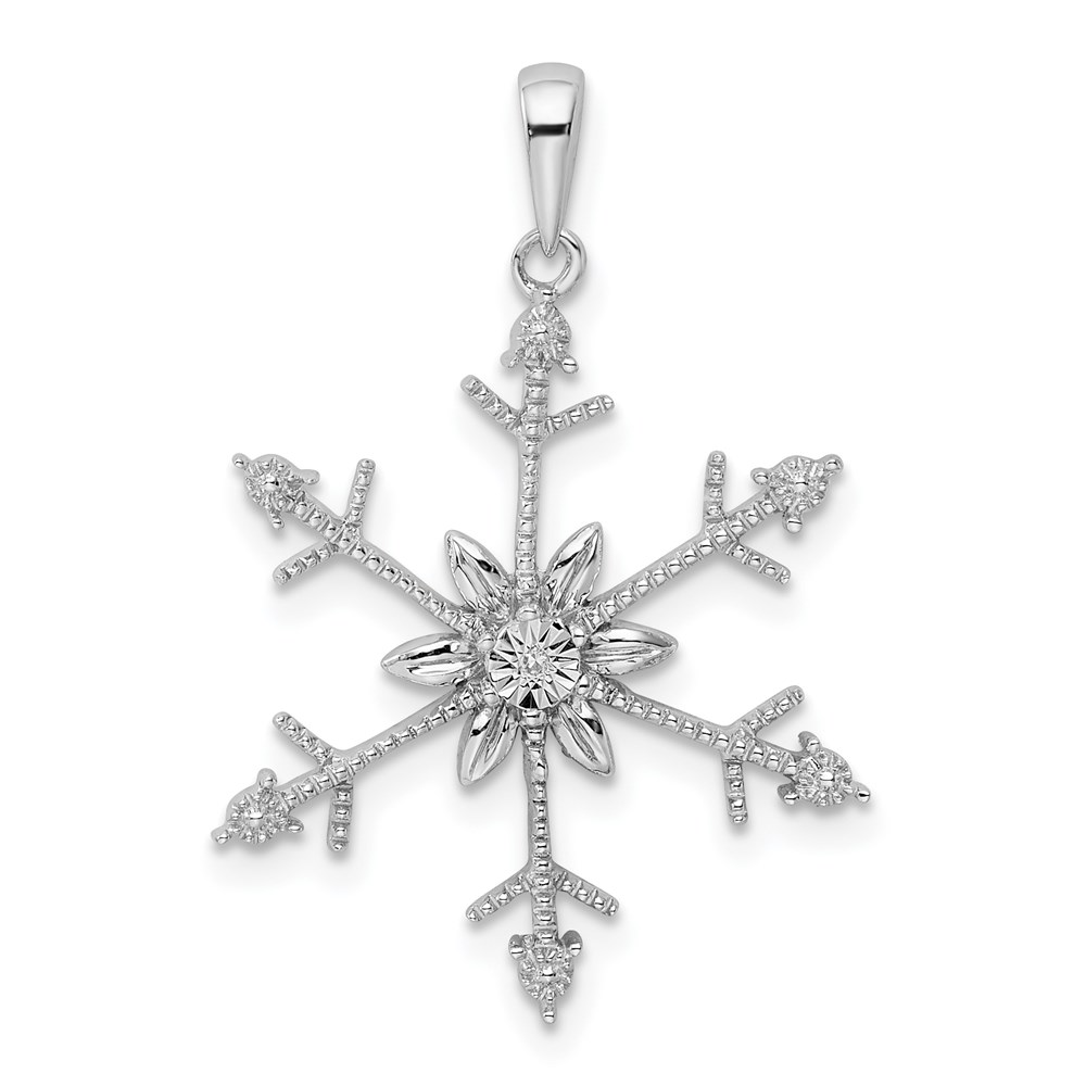 QDX1267.jpg Sterling Silver Rhodium Diam. SnowFlake Pendant - Image 1