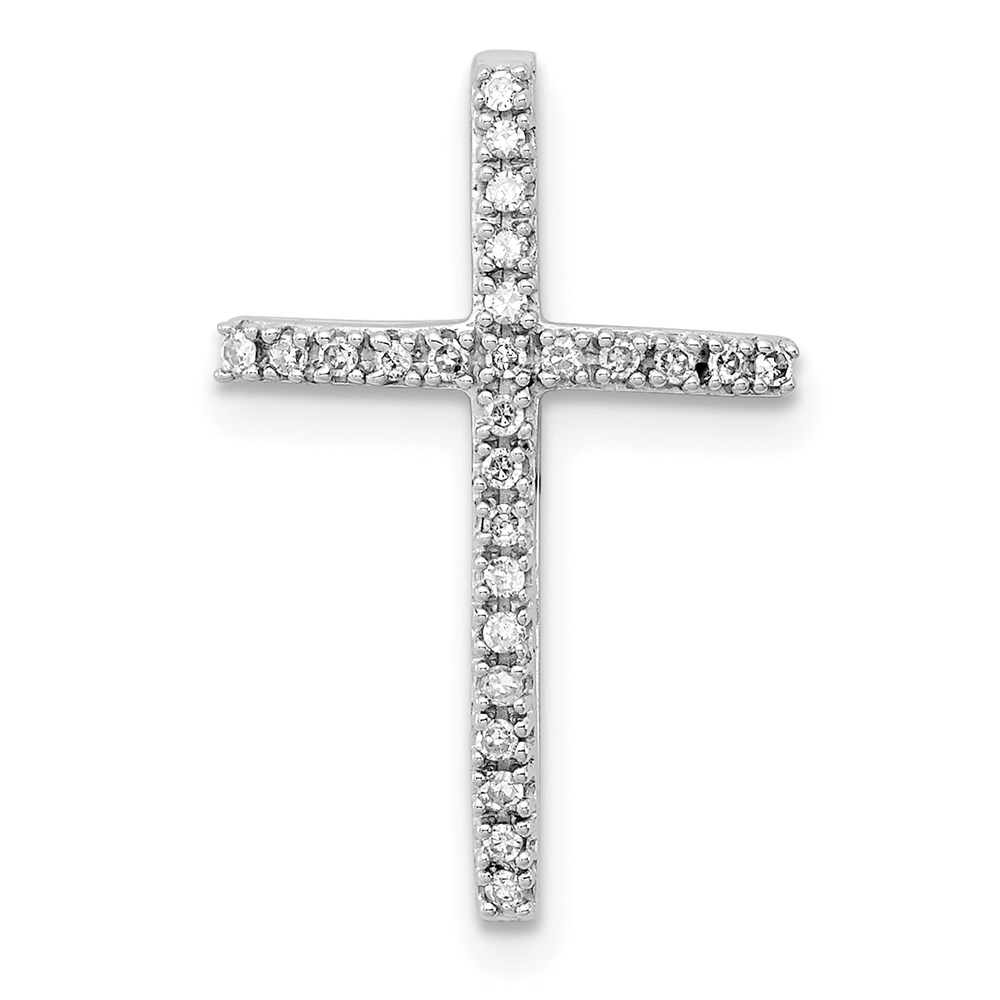 QDX170.jpg Sterling Silver Rhodium-plated Diamond Cross Chain Slide - Image 1