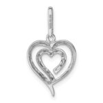 Sterling Silver Rhodium Diam. Heart Pendant - Image 3