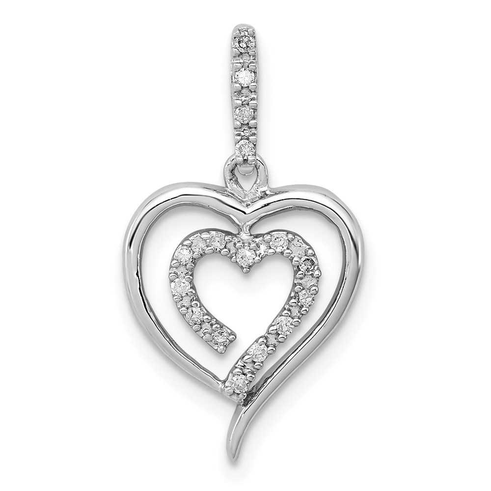 QDX218.jpg Sterling Silver Rhodium Diam. Heart Pendant - Image 1