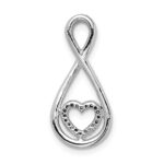 Sterling Silver Rhodium-Plated Diamond Heart in Teardrop Slide Pendant - Image 4