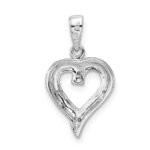 Sterling Silver Rhodium Diamond Heart Pendant - Image 4