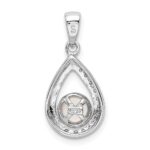Sterling Silver Rhodium 6mm FW Cltrd Pearl & Diamond Teardrop Pendant - Image 4
