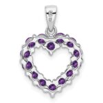 Sterling Silver Rhodium Plated Amethyst Heart Pendant - Image 4