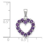 Sterling Silver Rhodium Plated Amethyst Heart Pendant - Image 3