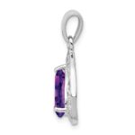 Sterling Silver Rhodium Plated Amethyst and Diamond Pendant - Image 2