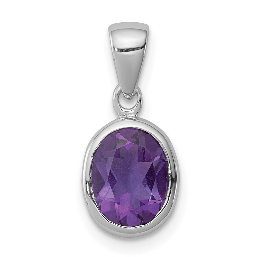 QDX430.jpg Sterling Silver Rhodium Planted Amethyst Pendant - Image 1