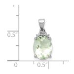Sterling Silver Rhodium Plated Green Quartz and Diamond Pendant - Image 3