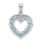Sterling Silver Rhodium Light Swiss Blue Topaz Heart Pendant - Image 4