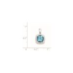 Sterling Silver Rhodium Light Swiss Blue Topaz Pendant - Image 3