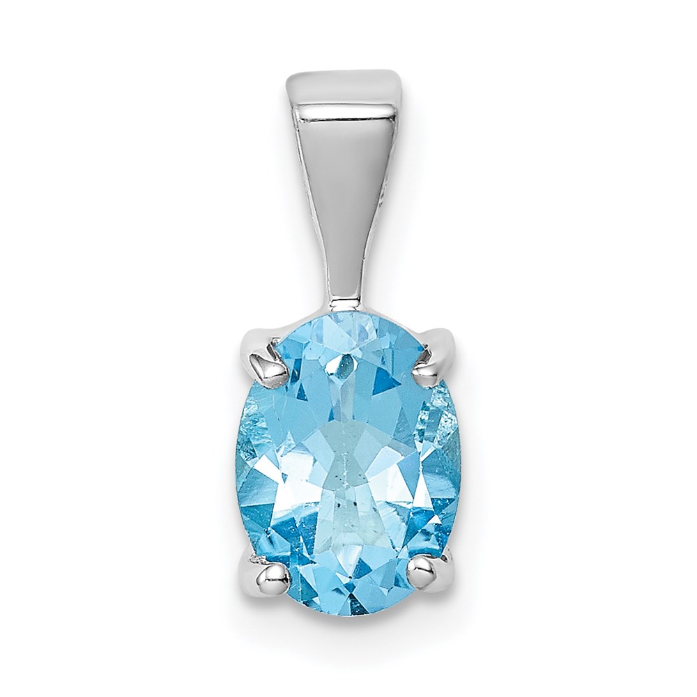 QDX519.jpg Sterling Silver Rhodium Light Swiss Blue Topaz Pendant - Image 1