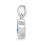Sterling Silver Rhodium Light Swiss Blue Topaz Diamond Pendant - Image 2