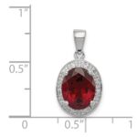 Sterling Silver Rhodium Garnet & Diamond Pendant - Image 3