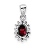 Sterling Silver Rhodium Garnet & Diamond Pendant - Image 3