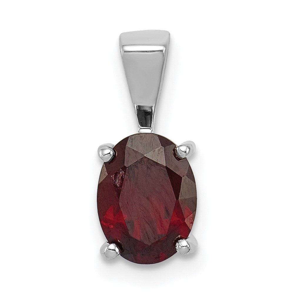 QDX602.jpg Sterling Silver Rhodium Garnet Pendant - Image 1