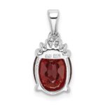 Sterling Silver Rhodium Garnet & Diamond Pendant - Image 4