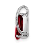 Sterling Silver Rhodium Pear Garnet Pendant - Image 2