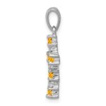 Sterling Silver Rhodium Citrine & Diamond Accent Cross Pendant - Image 2