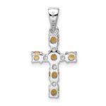 Sterling Silver Rhodium Citrine & Diamond Accent Cross Pendant - Image 4