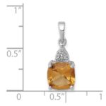 Sterling Silver Rhodium Citrine & Diamond Pendant - Image 3