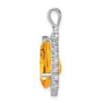 Sterling Silver Rhodium Citrine & Diamond Pear Pendant - Image 2