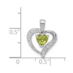 Sterling Silver Rhodium Plated Peridot and Diamond Heart Pendant - Image 3