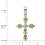 Sterling Silver Rhodium Plated  Peridot Cross Pendant - Image 5