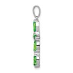 Sterling Silver Rhodium Plated Peridot and Diamond Cross Pendant - Image 2