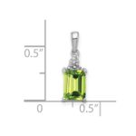 Sterling Silver Rhodium Plated Peridot and Diamond Pendant - Image 3