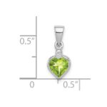 Sterling Silver Rhodium Plated Peridot and Diamond Pendant - Image 3