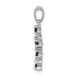 Sterling Silver RH Plated Amethyst and Diamond Accent Cross Pendant - Image 2