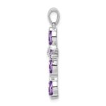 Sterling Silver Rhodium Plated Amethyst Diamond Pendant - Image 2