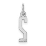 Sterling Silver/Rhodium-plated Elongated Polished Number 2 Charm - Image 4