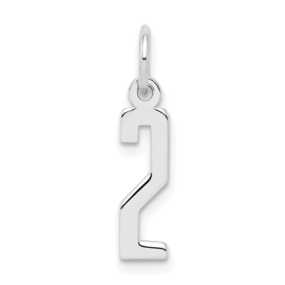 QES02.jpg Sterling Silver/Rhodium-plated Elongated Polished Number 2 Charm - Image 1