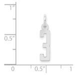 Sterling Silver/Rhodium-plated Elongated Polished Number 3 Charm - Image 3