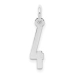 Sterling Silver/Rhodium-plated Elongated Polished Number 4 Charm