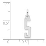 Sterling Silver/Rhodium-plated Elongated Polished Number 5 Charm - Image 3