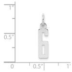Sterling Silver/Rhodium-plated Elongated Polished Number 6 Charm - Image 3