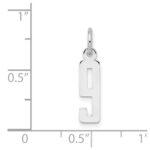 Sterling Silver/Rhodium-plated Elongated Polished Number 9 Charm - Image 3