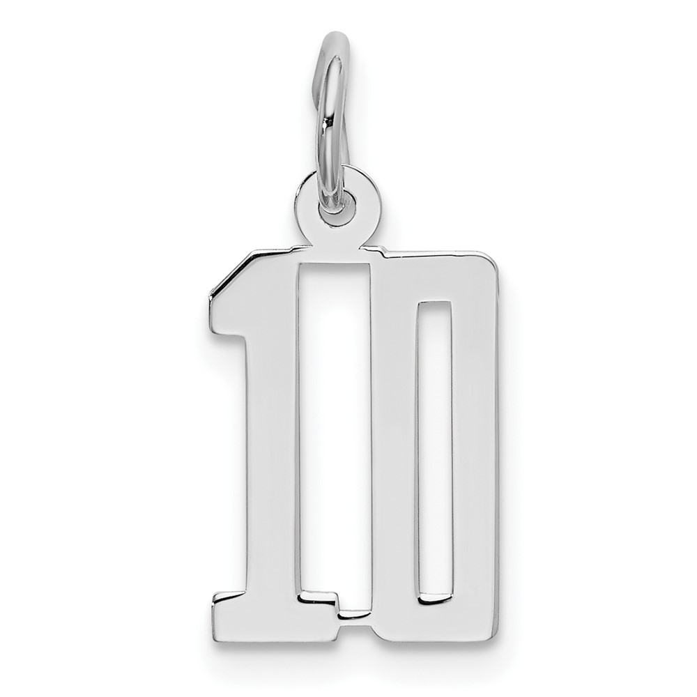 QES10.jpg Sterling Silver/Rhodium-plated Elongated Number 10 Charm - Image 1