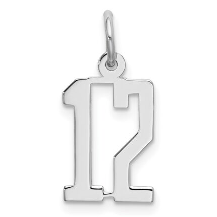 Sterling Silver/Rhodium-plated Elongated Number 12 Charm