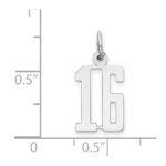 Sterling Silver/Rhodium-plated Elongated Number 16 Charm - Image 3