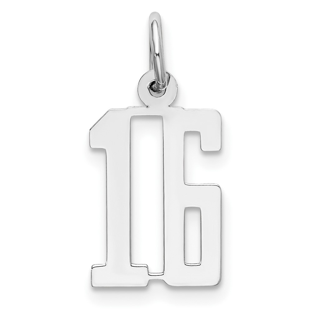 QES16.jpg Sterling Silver/Rhodium-plated Elongated Number 16 Charm - Image 1