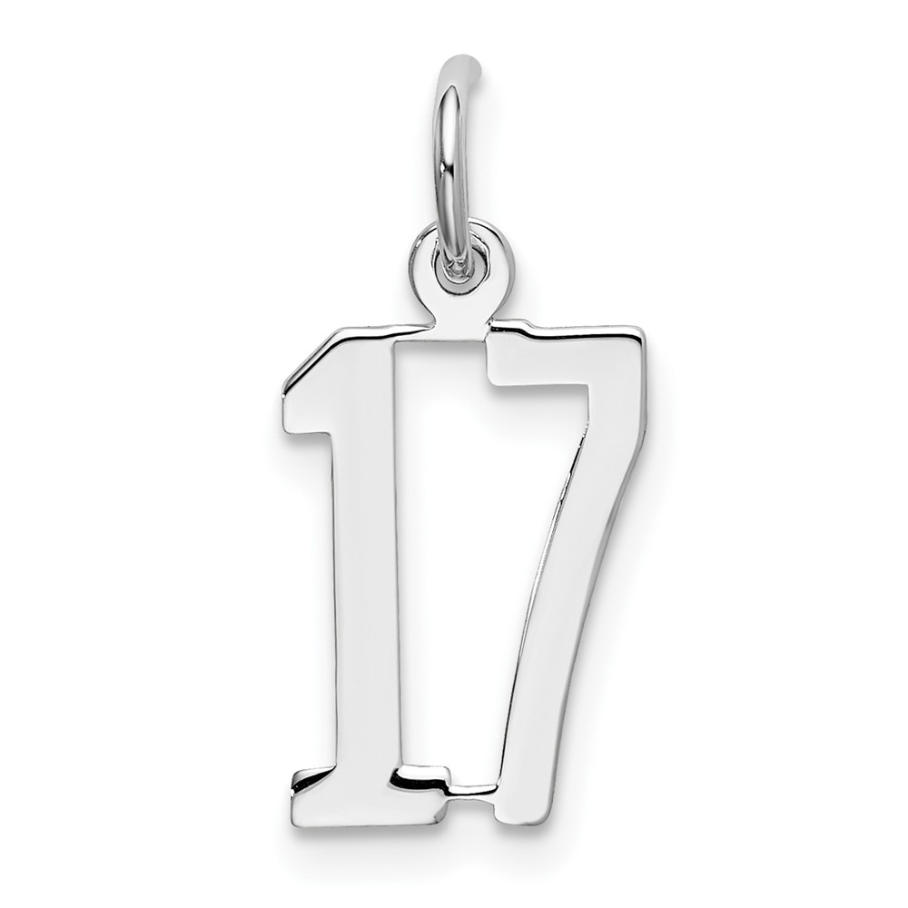 QES17.jpg Sterling Silver/Rhodium-plated Elongated Number 17 Charm - Image 1