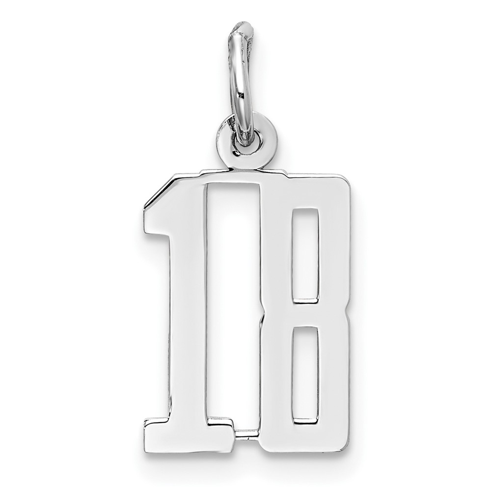 QES18.jpg Sterling Silver/Rhodium-plated Elongated Number 18 Charm - Image 1