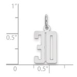 Sterling Silver/Rhodium-plated Elongated Number 30 Charm - Image 2