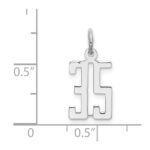 Sterling Silver/Rhodium-plated Elongated Number 35 Charm - Image 3