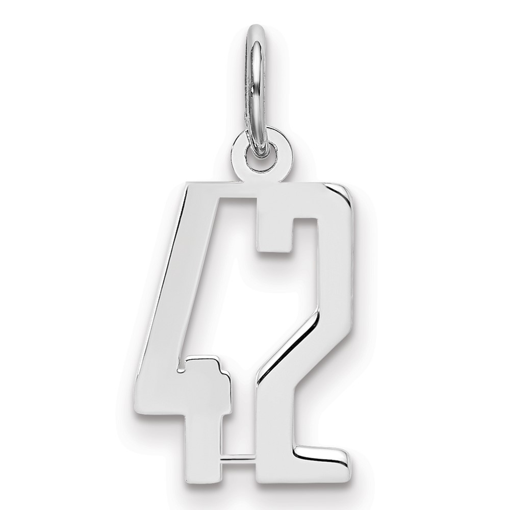 QES42.jpg Sterling Silver/Rhodium-plated Elongated Number 42 Charm - Image 1