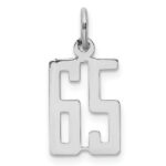 Sterling Silver/Rhodium-plated Elongated Number 65 Charm