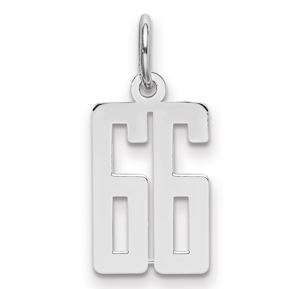 QES66.jpg Sterling Silver/Rhodium-plated Elongated Number 66 Charm - Image 1